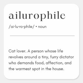 Ailurophile Definition - Katze Lover Quadratischer Aufkleber