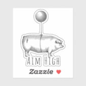 Aim High Cute Pig and Balloon Inspirational Aufkleber (Blatt)