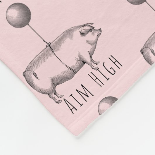 Aim High Cute Pig and Balloon Inspirational Fleecedecke (Ecke)