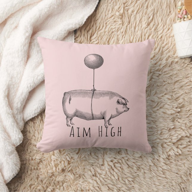 Aim High Cute Pig and Balloon Inspirational Kissen (Decke)
