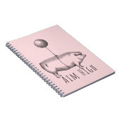 Aim High Cute Pig and Balloon Inspirational Notizblock (Rechte Seite)