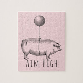 Aim High Cute Pig and Balloon Inspirational Puzzle