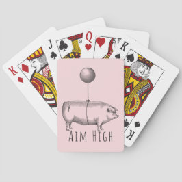 Aim High Cute Pig and Balloon Inspirational Spielkarten