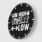 Aim High Squat Low - Gym Workout Motivierend Große Wanduhr (Winkel)