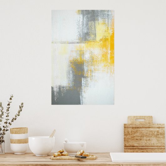 'Aim Higher' Graue und braune Abstrakte Kunst Poster (Küche)