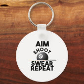 Aim Shoot Swear Repeat - Funny Billiards - 8 Ball Schlüsselanhänger (Vorderseite)