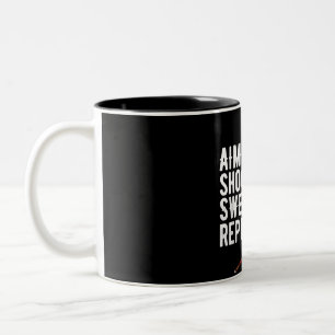 Aim Shoot Swear Repeat Pool 8-Ball Billiard Funny Zweifarbige Tasse