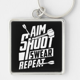 Aim Shoot Swear Repeat Premium Schlüsselanhänger