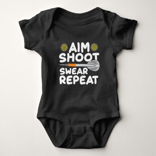 Aim Shoot Swear Wiederholung Dartboard Player Baby Strampler (Vorderseite)