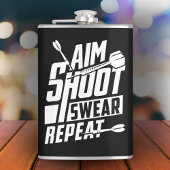 Aim Small Miss Small Dart Vinyl Wrapped Flask 8 oz Flachmann