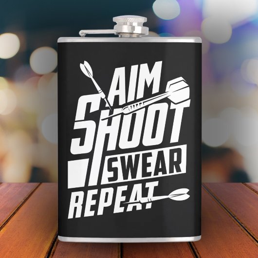 Aim Small Miss Small Dart Vinyl Wrapped Flask 8 oz Flachmann