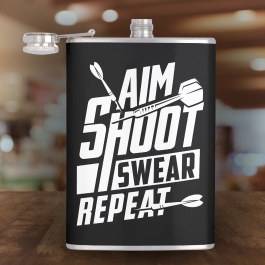 Aim Small Miss Small Dart Vinyl Wrapped Flask 8 oz Flachmann