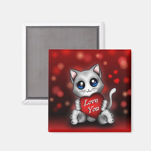 Aimant Le chaton t'aime Magnet (Vorderseite/Rückseite)