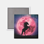 Aimant Le cheval et la lune Rose Magnet (Vorderseite/Rückseite)