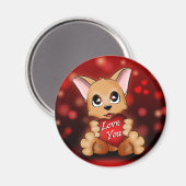 Aimant Le chiot t'aime Magnet (Vorderseite/Rückseite)