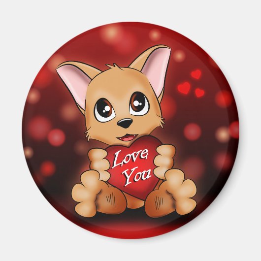 Aimant Le chiot t'aime Magnet (Vorne)