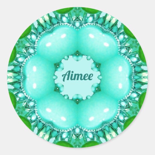 AIMEE ~ Helles abstraktes Fraktalmuster ~ Klassisc Runder Aufkleber (Vorderseite)