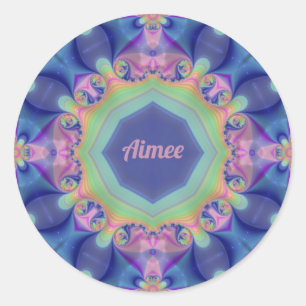 AIMEE ~ Pastell-Abstraktes Kaleidoskop-Muster ~ Runder Aufkleber