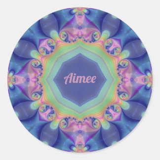 AIMEE ~ Pastell-Abstraktes Kaleidoskop-Muster ~ Runder Aufkleber