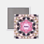 AIMEE Personalisiert ~ Rosa und Lila Muster ~ Mag Magnet (Vorderseite/Rückseite)