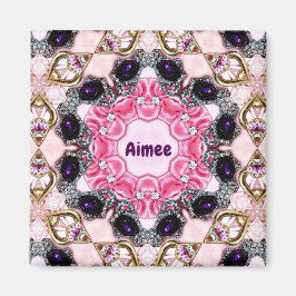 AIMEE Personalisiert ~ Rosa und Lila Muster ~ Mag Magnet
