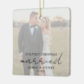 Aimee Rustic Script Modern Newlywed Keramikornament (Links)