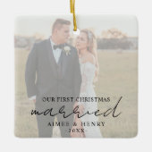 Aimee Rustic Script Modern Newlywed Keramikornament (Vorderseite)