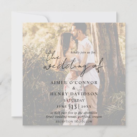 Aimee Rustic Script Moderne Hochzeit Einladung (Vorderseite)