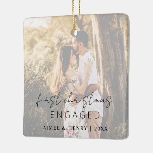 Aimee Rustic Script Modernes Verlobt Keramikornament (Links)