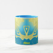 AIMEE ~ Zany 3D Fraktal ~ Yellow Blue 3D Tasse (Zentrum)