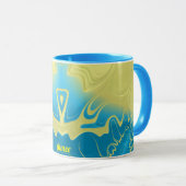 AIMEE ~ Zany 3D Fraktal ~ Yellow Blue 3D Tasse (VorderseiteRechts)