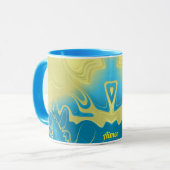 AIMEE ~ Zany 3D Fraktal ~ Yellow Blue 3D Tasse (Vorderseite Links)