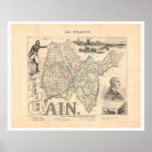 Ain Department France 1858 Alexandre Vuillemin Kar Poster