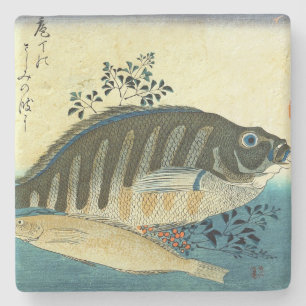 Ainame & Shima-hata - Japanischer Fisch aus Hirosh Steinuntersetzer