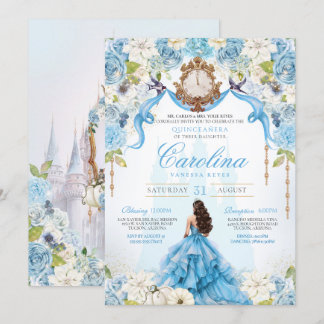 Ainderella Baby Blue Luxury Princess Quinceanera Einladung