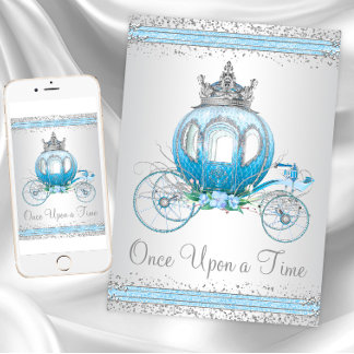 Ainderella Blue Princess Geburtstagsparty Einladung