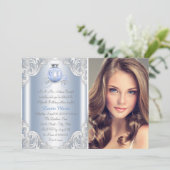 Ainderella Blue Princess Quinceanera Einladung (Stehend Vorderseite)