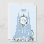 Ainderella Blue Rose Silver Princess Quinceanera Einladung (Rückseite)