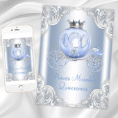 Ainderella Blue Silver Princess Quinceanera Einladung