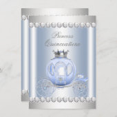 Ainderella Blue Silver Princess Quinceanera Einladung (Vorne/Hinten)