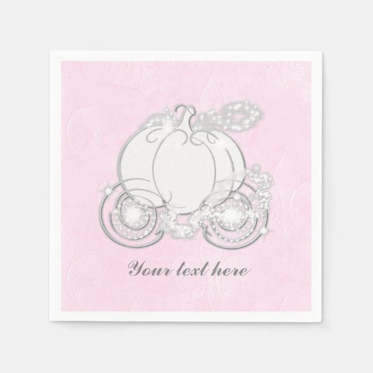 Ainderella Carriage Storybook Princess Pink Napkin Serviette (Vorderseite)