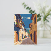 Aínsa Altstadt Gasse Spanien Postkarte (Stehend Vorderseite)