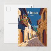 Aínsa Altstadt Gasse Spanien Postkarte (Vorne/Hinten)