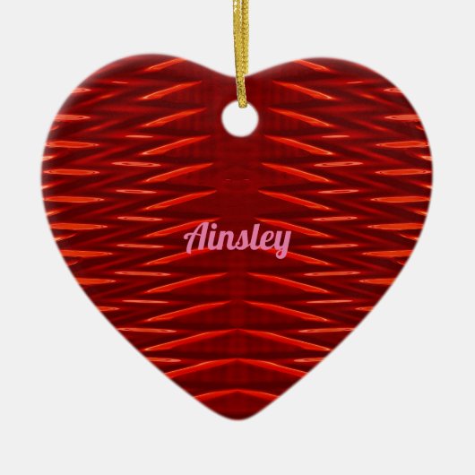 AINSLEY ~ VALENTINE HEART ~ Rotes Fraktal ~ Keramik Ornament (Vorne)