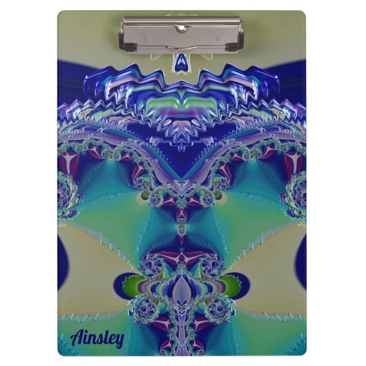 AINSLEY ~ WOW! STÄRKEN! Aqua Gelb Blau und Grün Klemmbrett (Vorderseite)