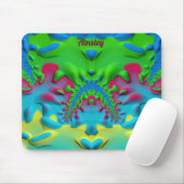 AINSLEY ~ Zany Hot Pink Yellow Green und Blue Mousepad (Mit Mouse)