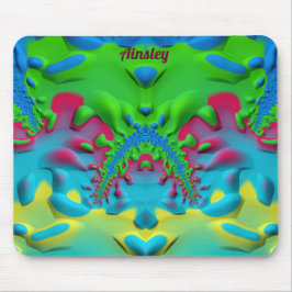 AINSLEY ~ Zany Hot Pink Yellow Green und Blue Mousepad