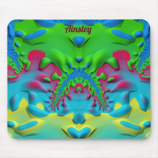AINSLEY ~ Zany Hot Pink Yellow Green und Blue Mousepad (Vorne)