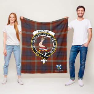 Ainslie Ancient Clan Abzeichen Tartan Kariert Fleecedecke