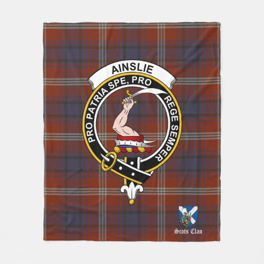 Ainslie Ancient Clan Abzeichen Tartan Kariert Fleecedecke (Vorderseite)